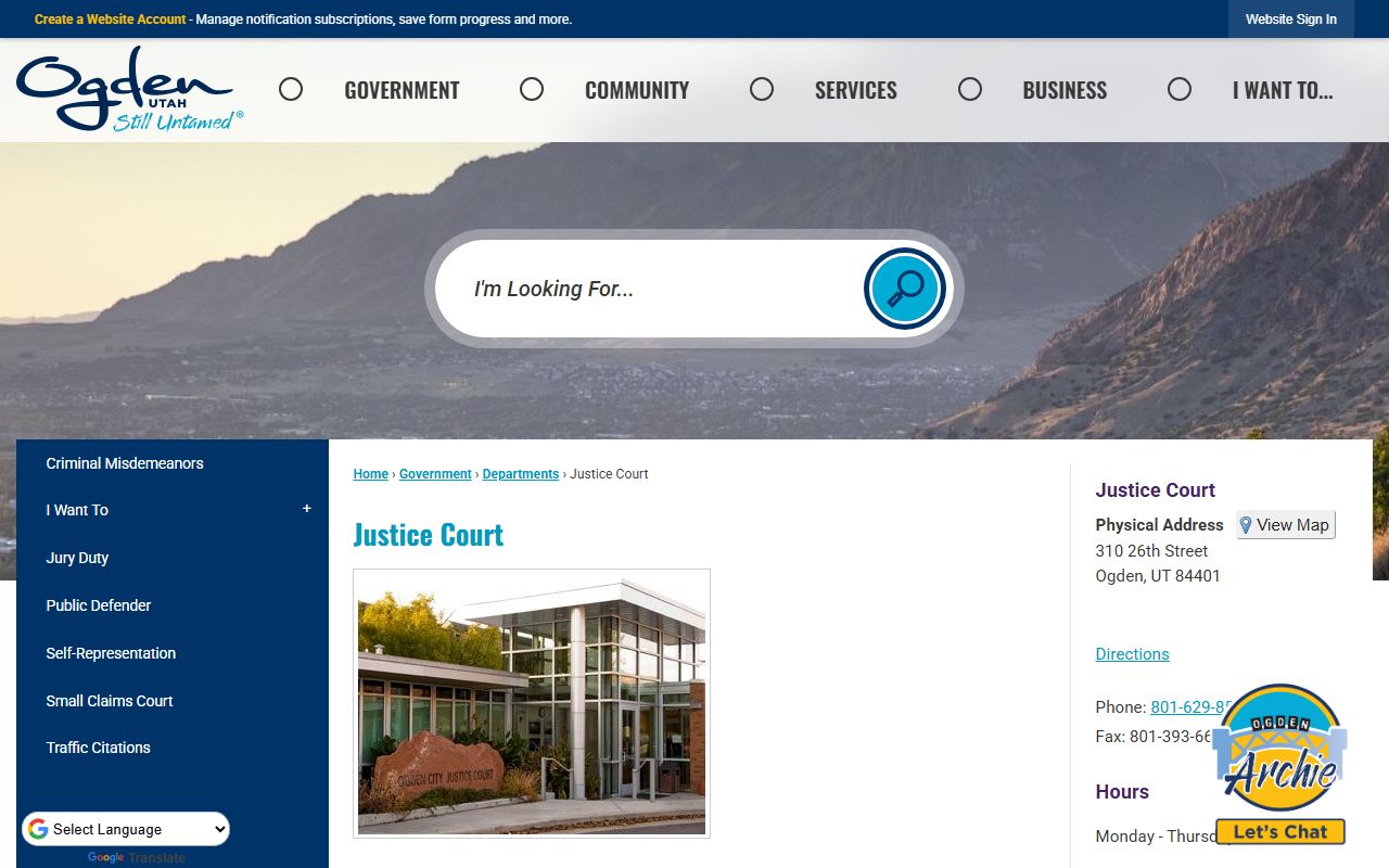 Ogden City Justice Court white pages records