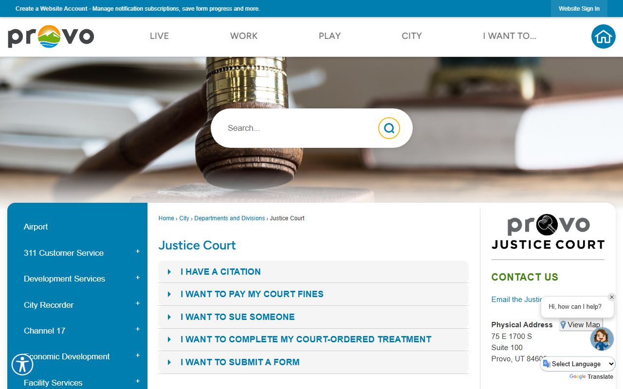 Provo City Justice Court white pages records