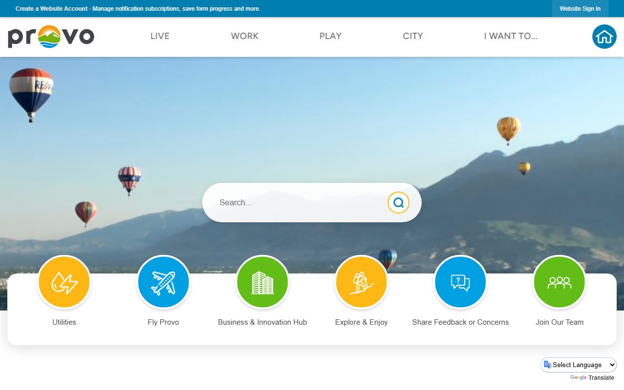 Provo City official website white pages portal