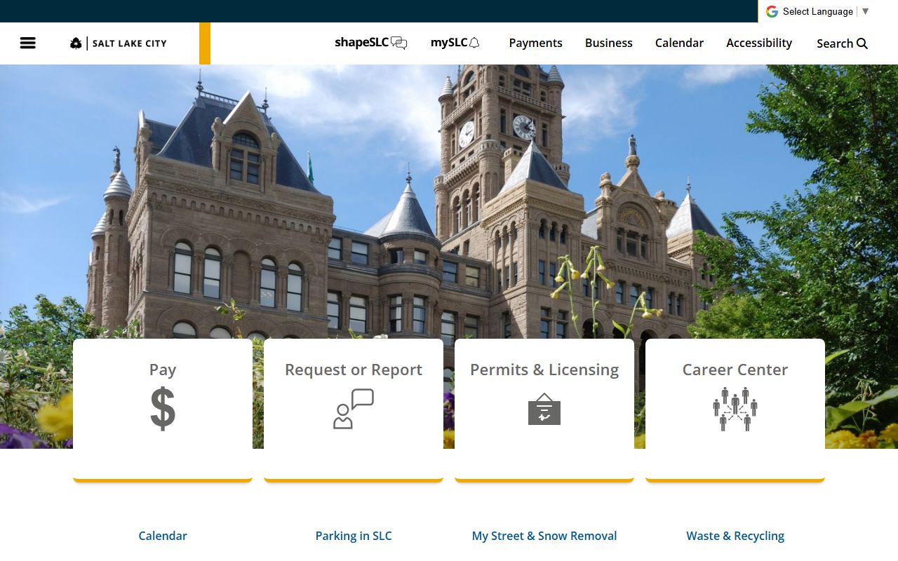 Salt Lake City official website white pages resources
