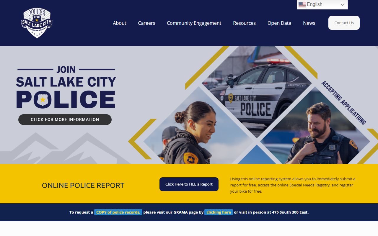 Salt Lake City Police Department white pages records request