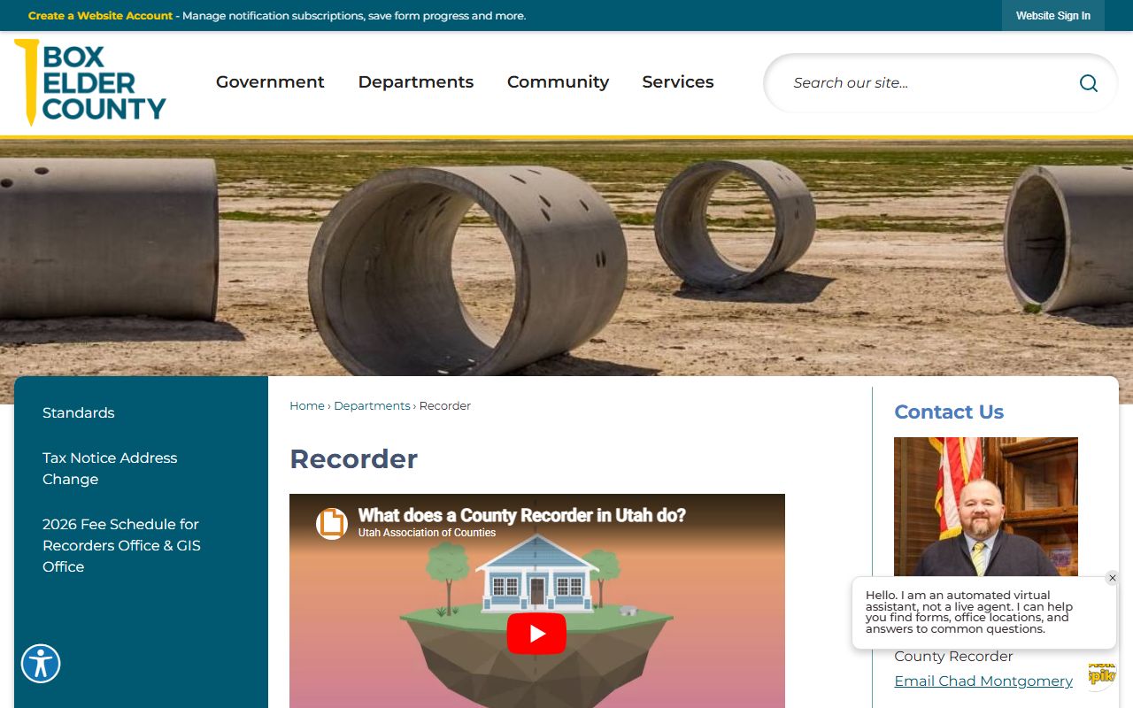 Box Elder County Recorder office Brigham City white pages property records