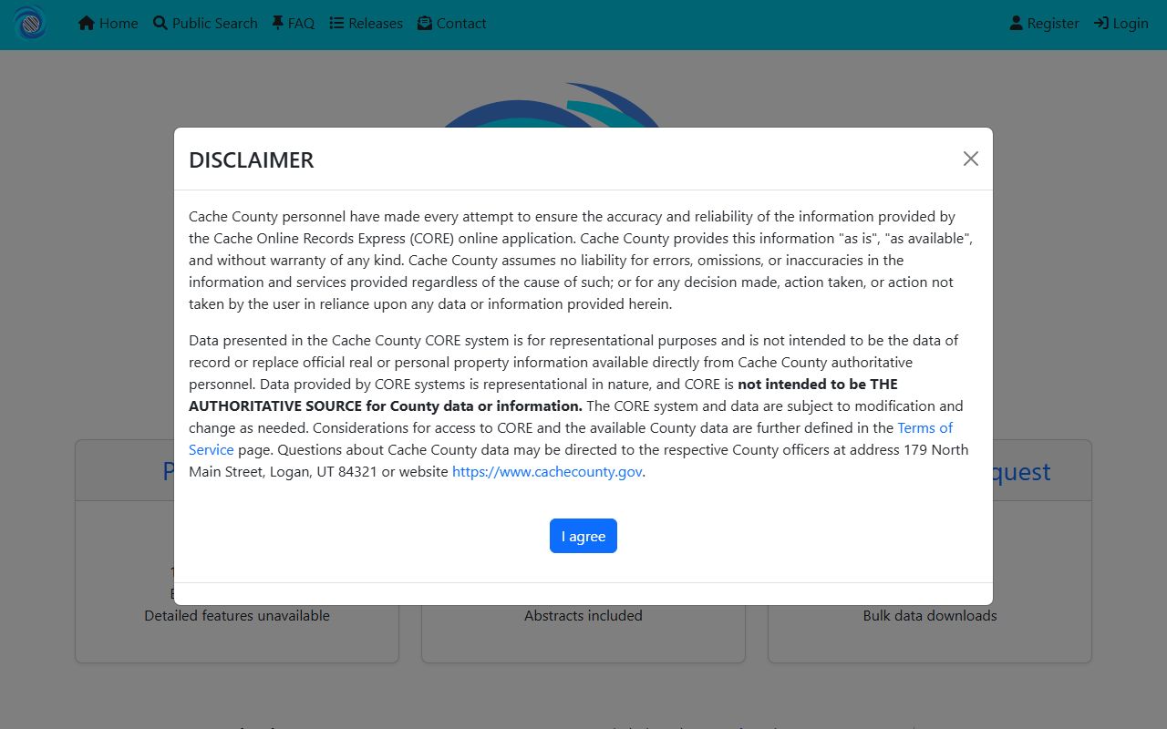 Cache County white pages CORE online records portal