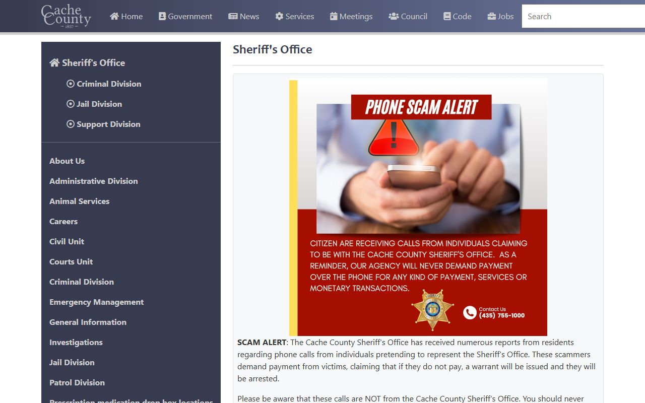 Cache County white pages Sheriff booking search