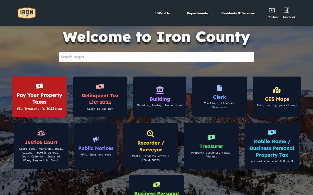 Iron County official website Cedar City white pages property records