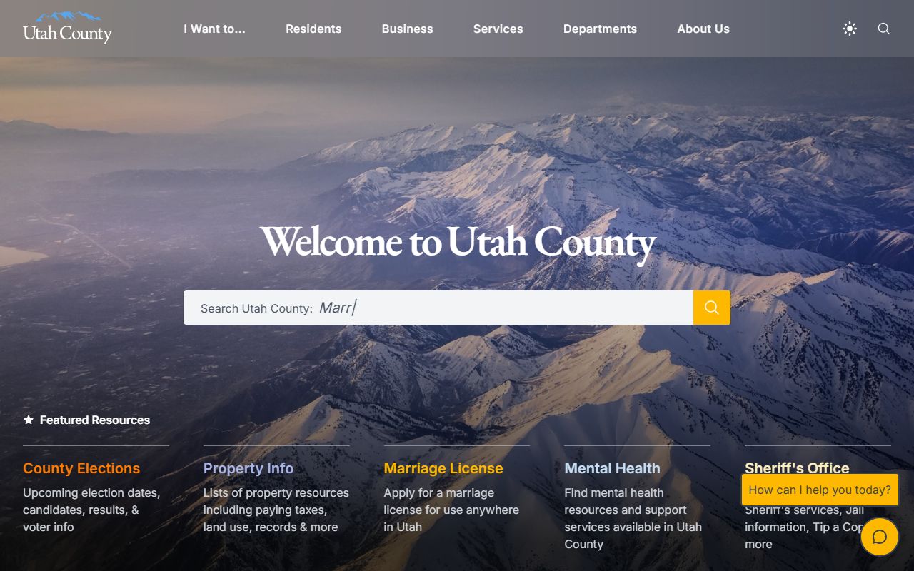 Utah County official website white pages records