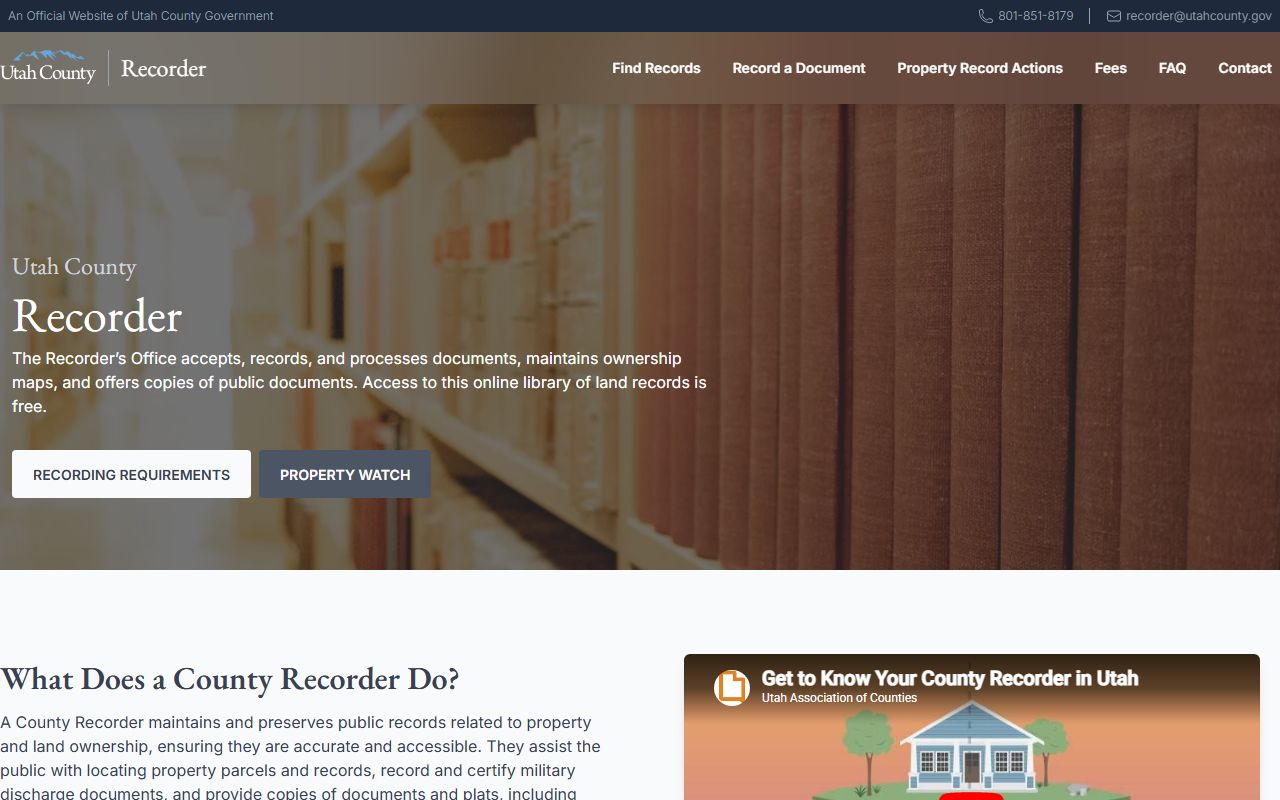 Utah County Recorder white pages property records