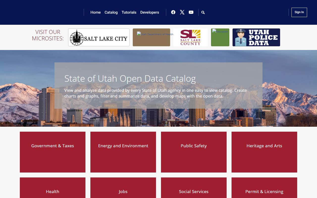 Utah Open Data Portal white pages datasets
