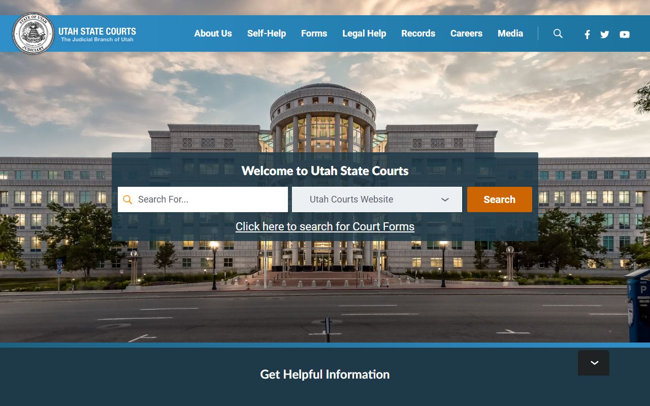 Utah State Courts white pages case search portal